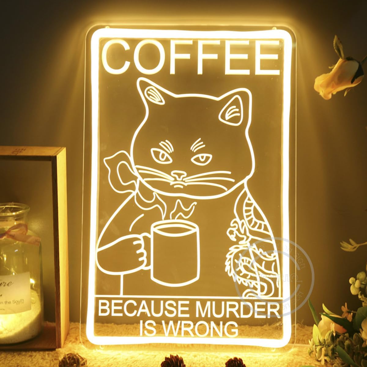 Commercial Kitchen Quotes - Grappige Kat Koffie Neonbord LED Wanddecoratie