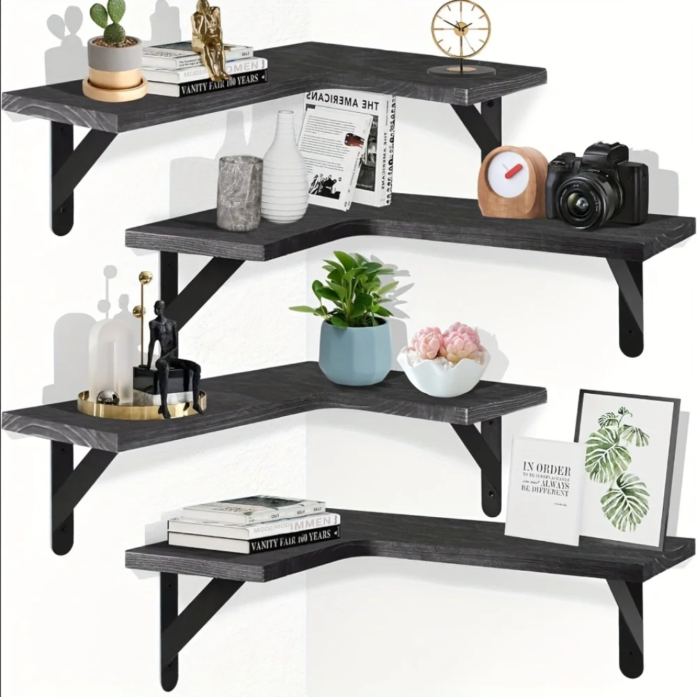 Commercial Kitchen Rack - Wandplank van natuurlijk hout met houtnerfstructuur,