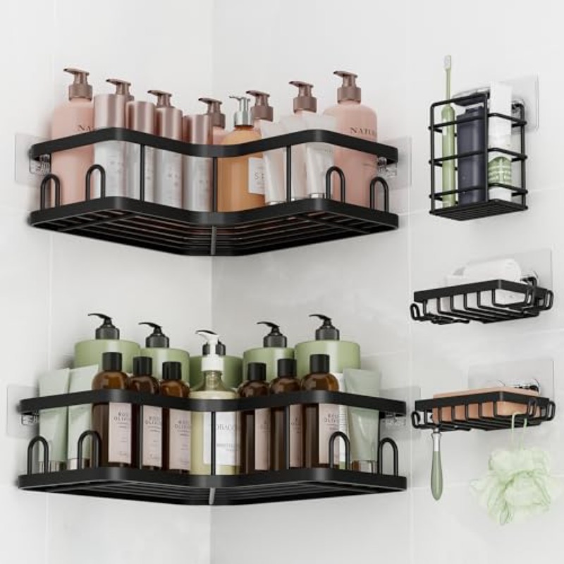 Commercial Kitchen Rack - 1 stuk/3 stuks/5 stuks hoekdouche-opbergrek |